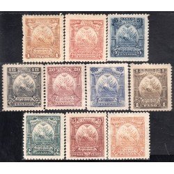 Nicaragua 71/80 1895 Escudos Shields sin goma Nicaragua 71/80 1895 Escudos Shields sin goma