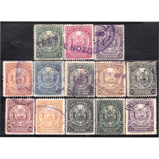 Nicaragua 196/08 195/06 Grabado Escudos Firma América Bank Note usados