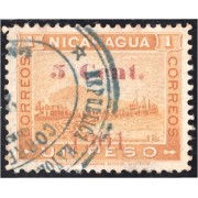 Nicaragua 145a 1901 Volcán Momotombo usado Sobrecarga roja