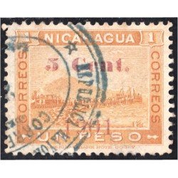 Nicaragua 145a 1901 Volcán Momotombo usado Sobrecarga roja Nicaragua 145a 1901 Volcán Momotombo usado Sobrecarga roja