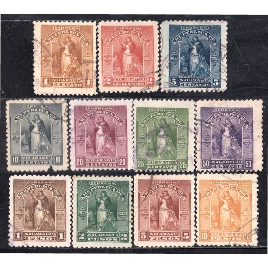 Nicaragua 60/70 1894 Unión Postal Universal usados Nicaragua 60/70 1894 Unión Postal Universal usados