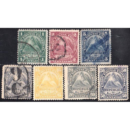 Nicaragua 13/19 1882 Volcán Momotombo UPU usados Nicaragua 13/19 1882 Volcán Momotombo UPU usados