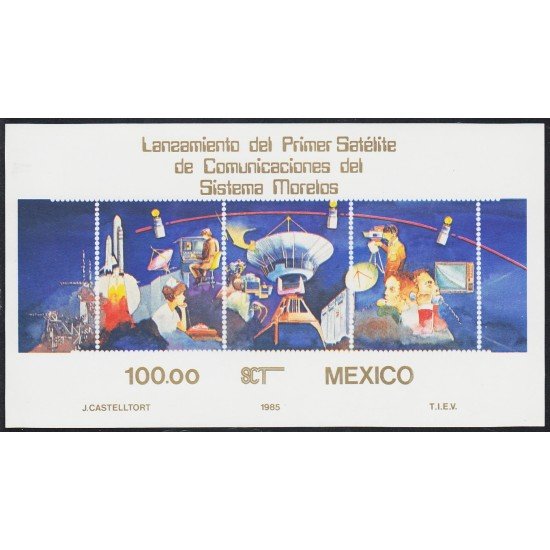 Mexico HB 27 1985 Lanzamiento del 1º Satélite de Comunicaciones del Sistema Morelos MNH Mexico HB 27 1985 Lanzamiento del 1º Satélite de Comunicaciones del Sistema Morelos MNH