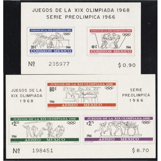 DEP1 Mexico HB 5/6 1966 Serie pre-olímpica 1966 MNH DEP1 Mexico HB 5/6 1966 Serie pre-olímpica 1966 MNH