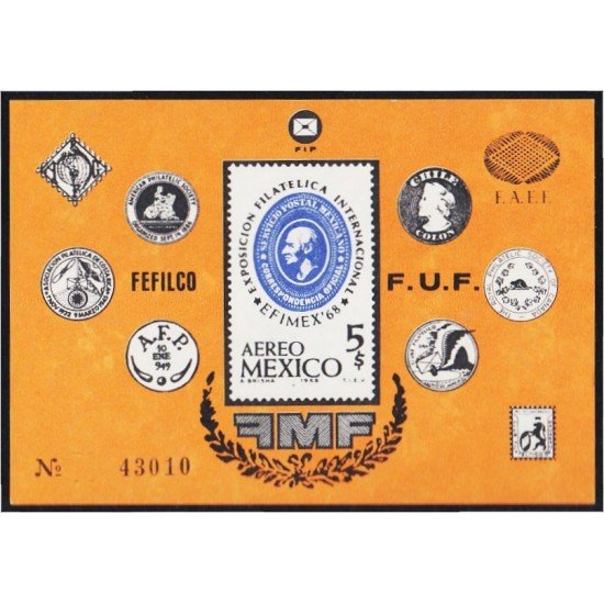 Mexico HB 15 1968 EFIMEX Exposición Filatélica Internacional sin goma Mexico HB 15 1968 EFIMEX Exposición Filatélica Internacional sin goma