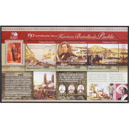 Mexico HB 83 2012 150 Aniversario de la Batalla de Puebla MNH Mexico HB 83 2012 150 Aniversario de la Batalla de Puebla MNH