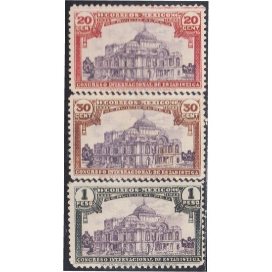 Mexico A- 49/51 1933 Palacio de Bellas Artes Congreso Internacional de Estadística MNH Mexico A- 49/51 1933 Palacio de Bellas Artes Congreso Internacional de Estadística MNH