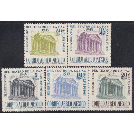 Mexico A- 139/43 1945 Reconstrucción del Teatro de La Paz MNH Mexico A- 139/43 1945 Reconstrucción del Teatro de La Paz MNH