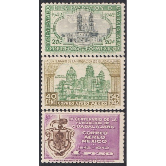 Mexico A- 113/15 1942 IV Centenario de la fundación de Guadalajara MNH Mexico A- 113/15 1942 IV Centenario de la fundación de Guadalajara MNH