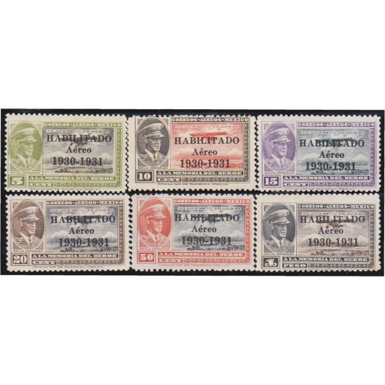 Mexico A- 29/34 1930 Emilio Carranza Avioneta Habilitado MNH Mexico A- 29/34 1930 Emilio Carranza Avioneta Habilitado MNH
