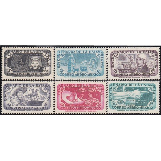 Mexico A- 191/96 1956 Centenario de la estampilla MNH Mexico A- 191/96 1956 Centenario de la estampilla MNH