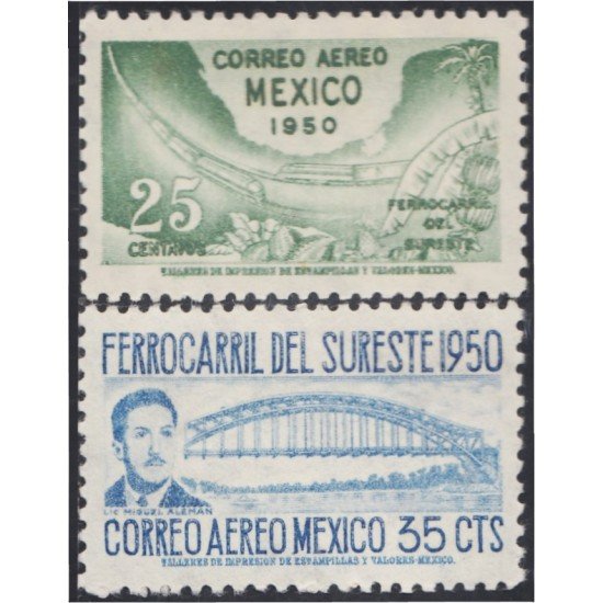 Mexico A- 178/79 1950 Ferrocarril de Sureste MNH Mexico A- 178/79 1950 Ferrocarril de Sureste MNH