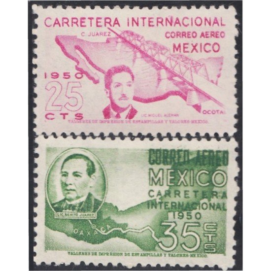Mexico A- 176/77 1950 Carretera Internacional Benito Juárez MNH Mexico A- 176/77 1950 Carretera Internacional Benito Juárez MNH