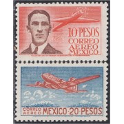 Mexico A- 162/63 1947 Emilio Carranza Avión MNH