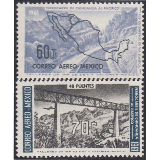 Mexico A- 219/20 1961 Ferrocarril de Chihuahua al Pacífico MNH Mexico A- 219/20 1961 Ferrocarril de Chihuahua al Pacífico MNH