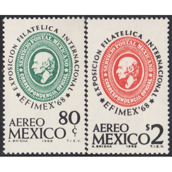 Mexico A- 285/86 1968 EFIMEX Exposición Política Internacional MNH Mexico A- 285/86 1968 EFIMEX Exposición Política Internacional MNH