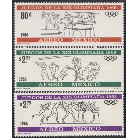 Mexico A- 270/72 1966 XIX Juegos olímpicos MNH Mexico A- 270/72 1966 XIX Juegos olímpicos MNH