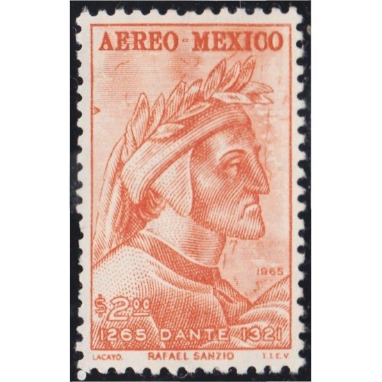 Mexico A- 260 1965 Poeta italiano Dante Alighieri MNH Mexico A- 260 1965 Poeta italiano Dante Alighieri MNH