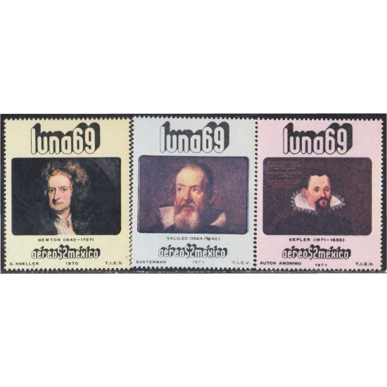 Mexico A- 312/14 1971 Newton Galileo Kepler MNH Mexico A- 312/14 1971 Newton Galileo Kepler MNH
