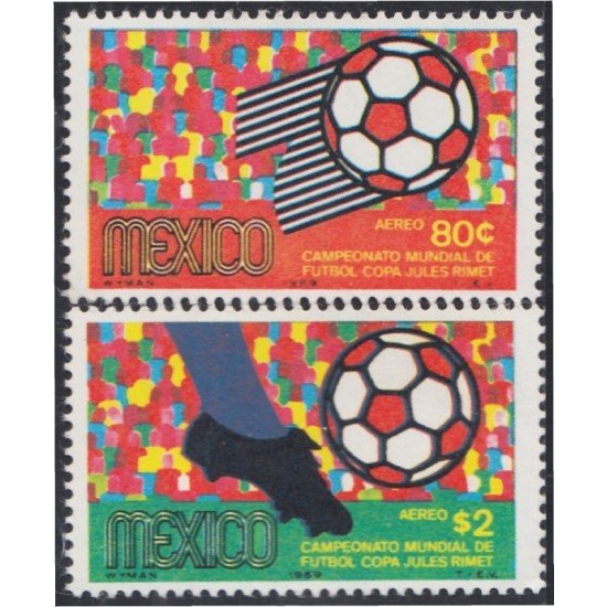 Mexico A- 298/99 1969 Campeonato Mundial de Fútbol Copa Jules Rimet MNH Mexico A- 298/99 1969 Campeonato Mundial de Fútbol Copa Jules Rimet MNH