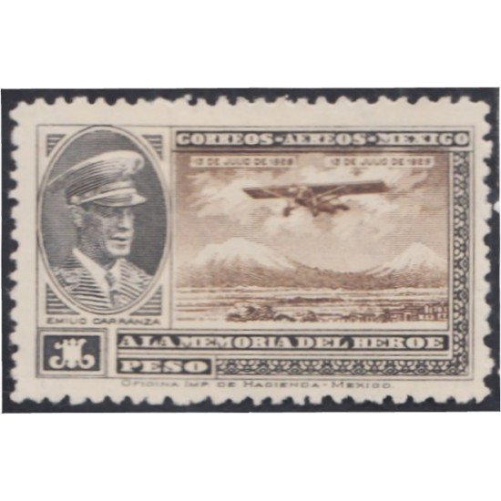Mexico A- 10 1929 Emilio Carranza Avioneta MH Mexico A- 10 1929 Emilio Carranza Avioneta MH