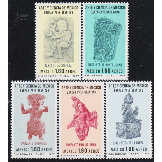 Mexico A- 436/40 1977 Arte y Ciencia Danzas prehispánicas MNH Mexico A- 436/40 1977 Arte y Ciencia Danzas prehispánicas MNH