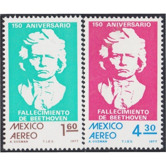 Mexico A- 428/29 1977 Fallecimiento de Beethoven MNH Mexico A- 428/29 1977 Fallecimiento de Beethoven MNH