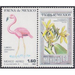 Mexico A- 530/31 1980 Fauna y flora Flamenco Flor Flower MNH Mexico A- 530/31 1980 Fauna y flora Flamenco Flor Flower MNH