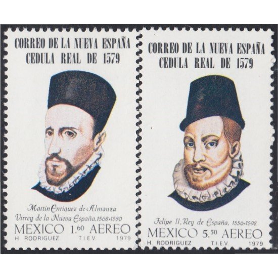 Mexico A- 513/14 1979 Martín Enriquez de Almanza Felipe II Rey de España MNH