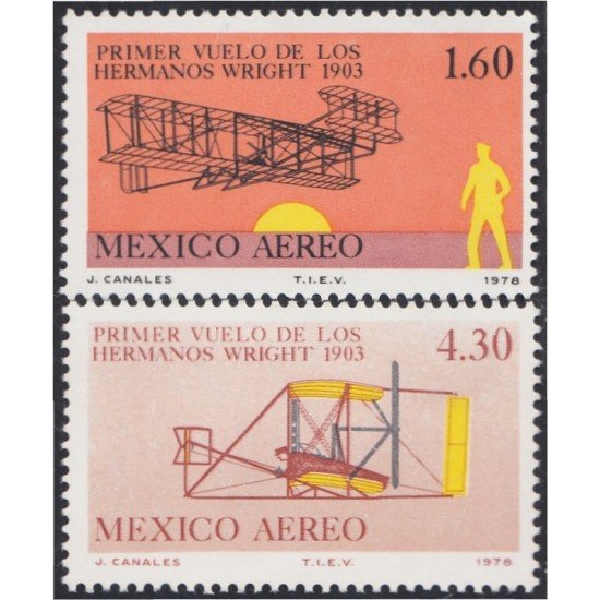 Mexico A- 492/93 1978 1º de los vuelo de los hermanos Wright MNH Mexico A- 492/93 1978 1º de los vuelo de los hermanos Wright MNH