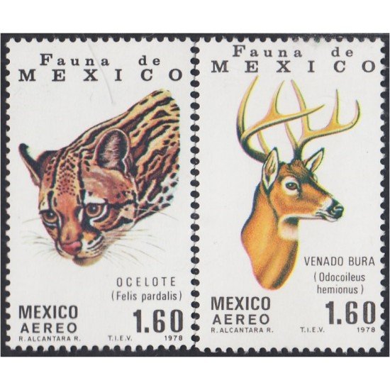 Mexico A- 487/88 1978 Fauna Ocelote y Venado Bura MNH Mexico A- 487/88 1978 Fauna Ocelote y Venado Bura MNH