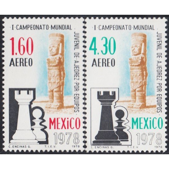 Mexico A- 481/82 1978 Campeonato mundial juvenil de Ajedrez MNH Mexico A- 481/82 1978 Campeonato mundial juvenil de Ajedrez MNH