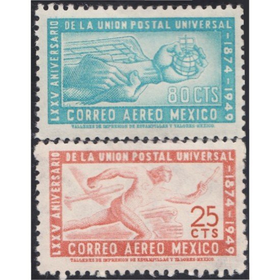 Mexico A- 180/81 1950 LXXV Aniversario de la Unión Postal Universal MH Mexico A- 180/81 1950 LXXV Aniversario de la Unión Postal Universal MH