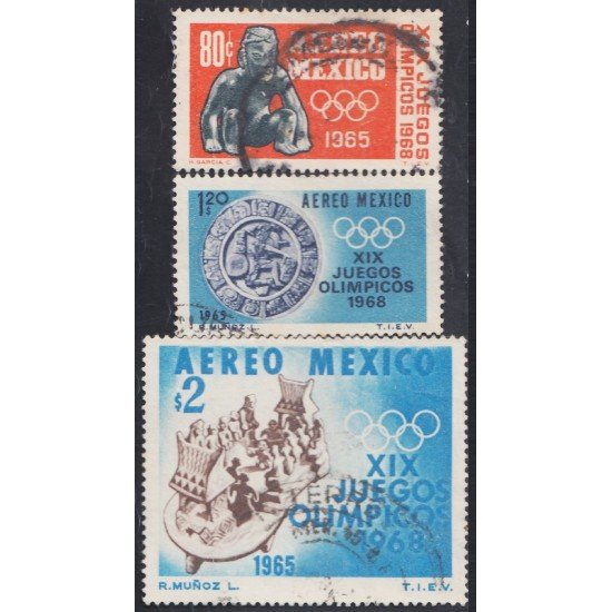Mexico A- 261/63 1965 XIX Juegos olímpicos usados Mexico A- 261/63 1965 XIX Juegos olímpicos usados