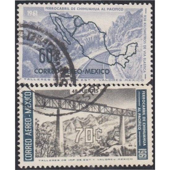 Mexico A- 219/20 1961 Ferrocarril de Chihuahua al Pacífico usados Mexico A- 219/20 1961 Ferrocarril de Chihuahua al Pacífico usados
