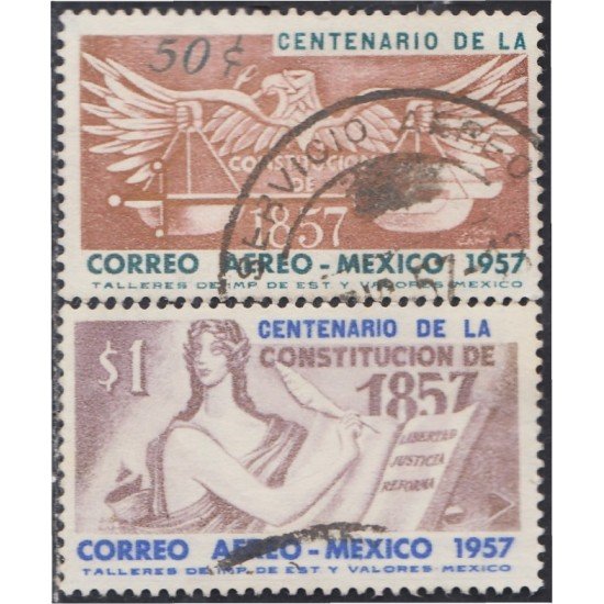 Mexico A- 202/03 1957 Centenario de la Constitución usados Mexico A- 202/03 1957 Centenario de la Constitución usados