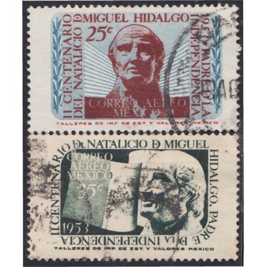 Mexico A- 182/83 1953 Don Miguel Hidalgo usados Mexico A- 182/83 1953 Don Miguel Hidalgo usados