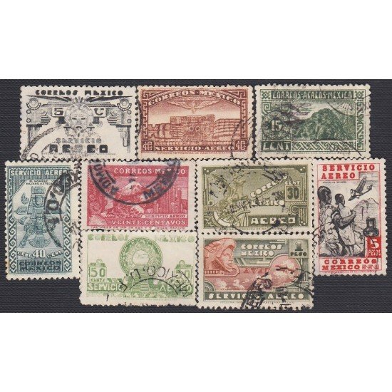 Mexico A- 125/32A 1944/47 Serie Antigua timbres de 1934/35 usados Mexico A- 125/32A 1944/47 Serie Antigua timbres de 1934/35 usados