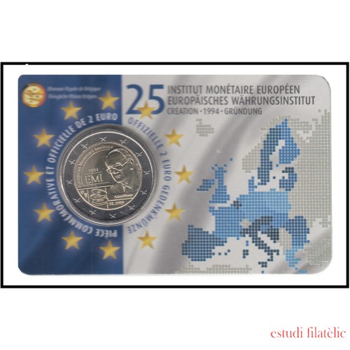 Bélgica 2019 Cartera Oficial Coin Card Moneda 2 € conm Instituto Monetario 