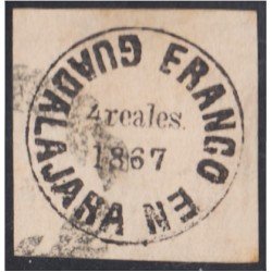 México Franco en Guadalajara 12 1867 negro usado México Franco en Guadalajara 12 1867 negro usado