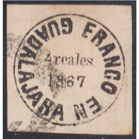México Franco en Guadalajara 12 1867 negro usado México Franco en Guadalajara 12 1867 negro usado