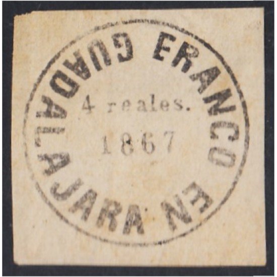 México Franco en Guadalajareña 4 1867 negro MH México Franco en Guadalajareña 4 1867 negro MH