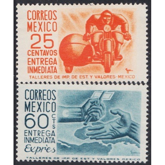 México Urgentes 10AB 1954 Motocicleta Entrega de correo sin goma México Urgentes 10AB 1954 Motocicleta Entrega de correo sin goma