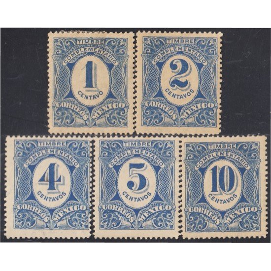 Mexico Taxas 1/5 1908/09 Timbre complementario sin goma Mexico Taxas 1/5 1908/09 Timbre complementario sin goma