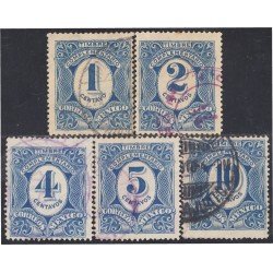 Mexico Taxas 1/5 1908/09 Timbre complementario usados Mexico Taxas 1/5 1908/09 Timbre complementario usados
