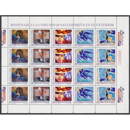 El Salvador 1480AE 2000 Minihojita Homenaje a la Comunidad Salvadoreña en el extranjero MNH El Salvador 1480AE 2000 Minihojita Homenaje a la Comunidad Salvadoreña en el extranjero MNH