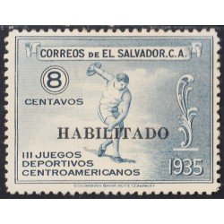 El Salvador 497 1935 III Juegos Deportivos Centroamericanos Habilitado MNH El Salvador 497 1935 III Juegos Deportivos Centroamericanos Habilitado MNH