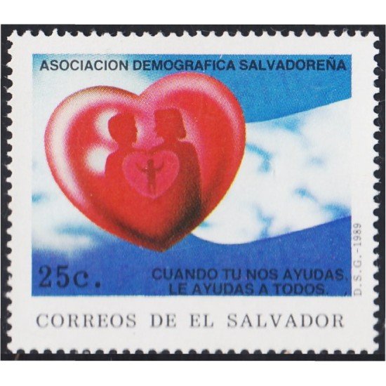 El Salvador 1051 1989 Asociación demográfica Salvadoreña MNH El Salvador 1051 1989 Asociación demográfica Salvadoreña MNH