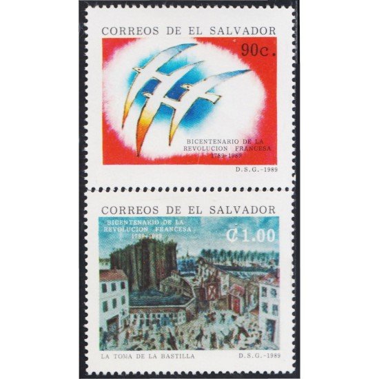 El Salvador 1046/47 1989 Bicentenario de la Revolución Francesa MNH El Salvador 1046/47 1989 Bicentenario de la Revolución Francesa MNH