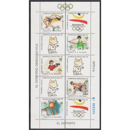 El Salvador 1026/30a 1988 Juegos olímpicos en Barcelona MNH El Salvador 1026/30a 1988 Juegos olímpicos en Barcelona MNH
